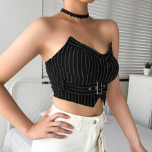 Load image into Gallery viewer, Vertical Striped Crop Top with Sashes - Summer 2020
