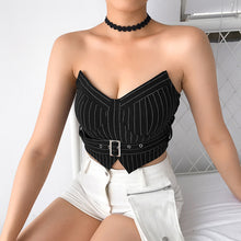 Load image into Gallery viewer, Vertical Striped Crop Top with Sashes - Summer 2020