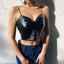 Load image into Gallery viewer, Black PU Leather Crop Top - Summer 2020