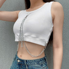 Load image into Gallery viewer, White Sleeveless Crop Top with Chain - Summer 2020